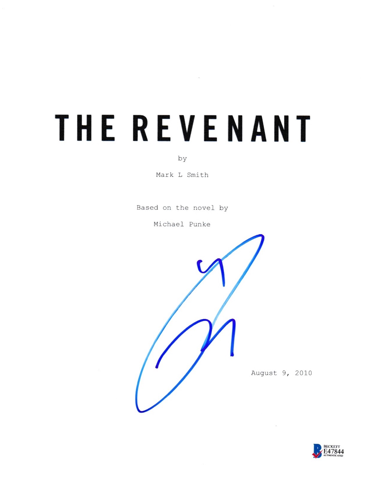TOM HARDY SIGNED THE REVENANT SCRIPT BECKETT BAS AUTOGRAPH AUTO COA  COLLECTIBLE MEMORABILIA