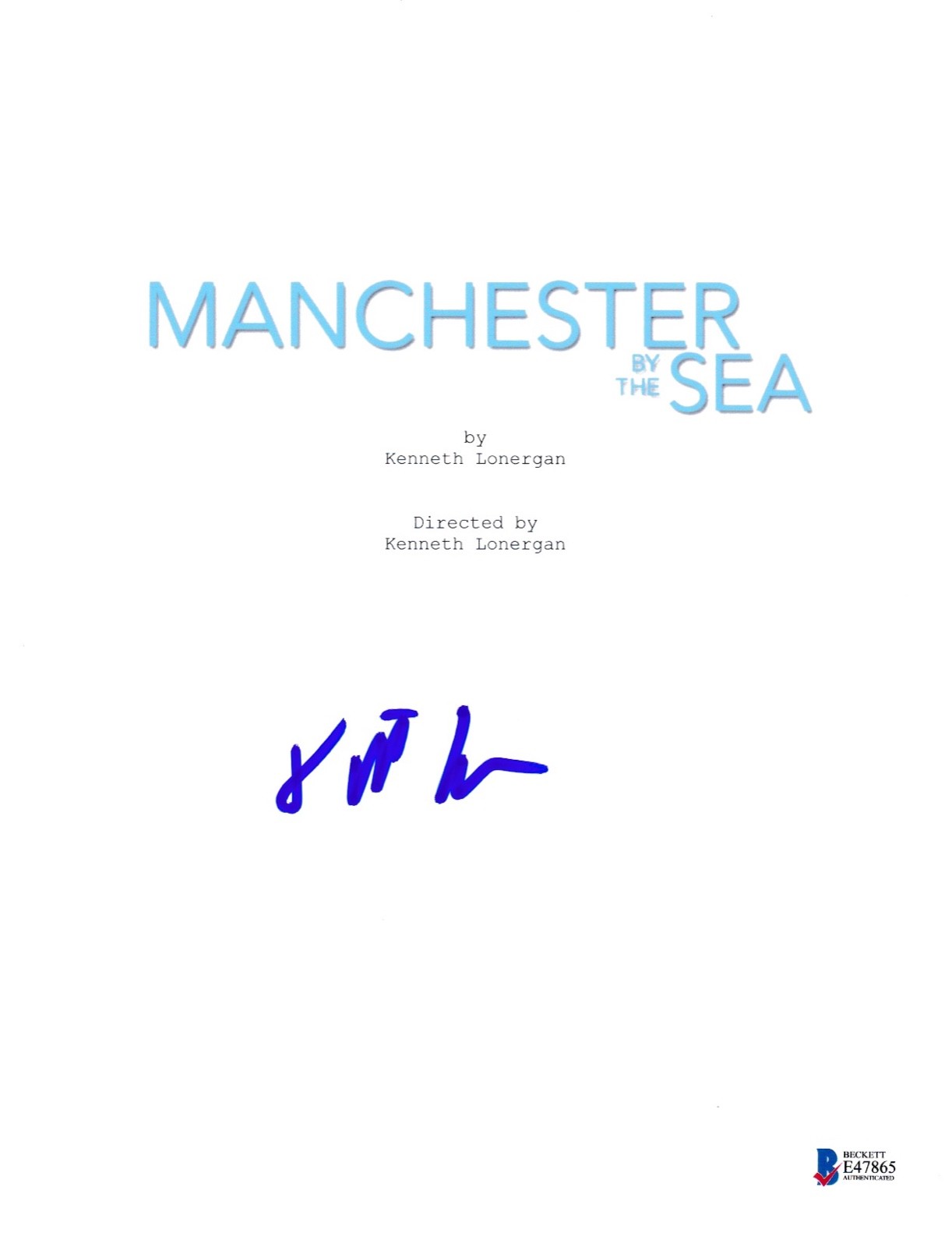 KENNETH LONERGAN SIGNED MANCHESTER BY THE SEA SCRIPT BECKETT BAS AUTOGRAPH AUTO COLLECTIBLE MEMORABILIA