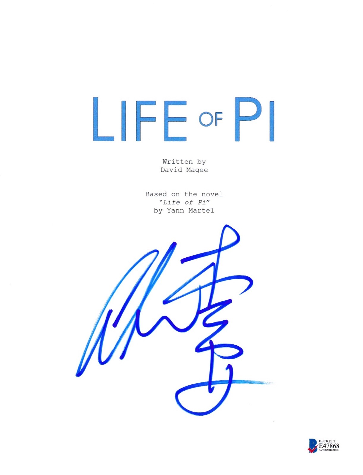 ANG LEE SIGNED LIFE OF PI SCRIPT BECKETT BAS AUTOGRAPH AUTO COA COLLECTIBLE MEMORABILIA