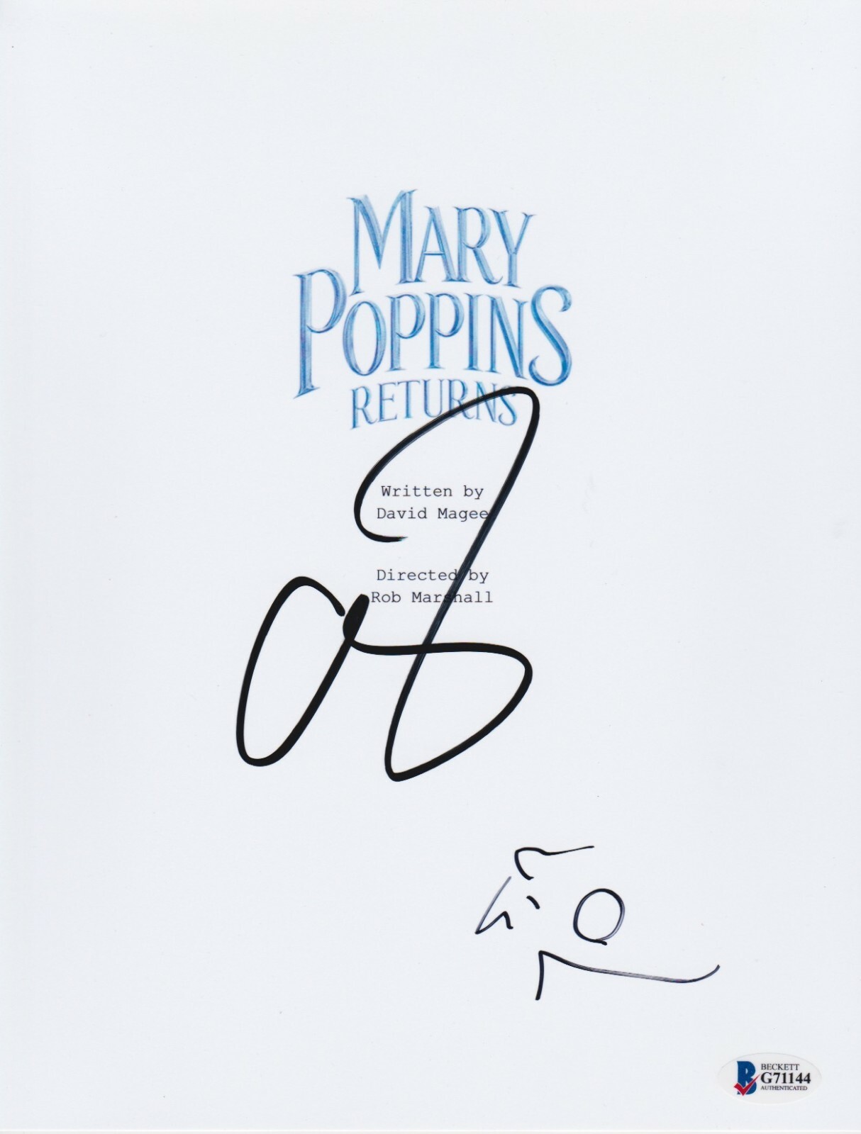 EMILY BLUNT LIN MANUEL MIRANDA SIGNED MARY POPPINS SCRIPT BECKETT BAS AUTOGRAPH COLLECTIBLE MEMORABILIA