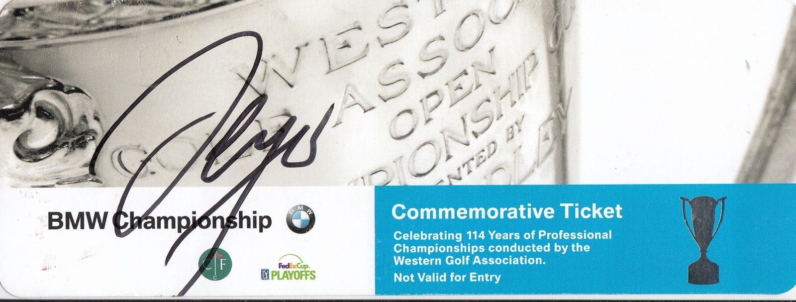 SERGIO GARCIA signed (PGA GOLF) BMW CHAMPIONSHIP TICKET *MASTERS* W/COA Collectible Memorabilia