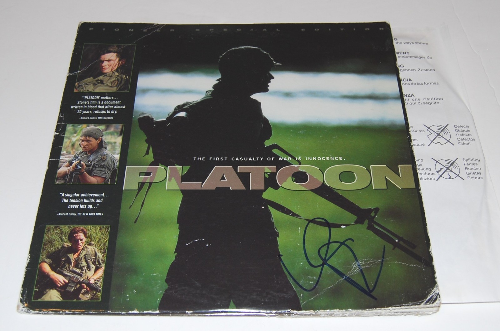 WILLEM DAFOE signed (PLATOON) LASERDISC MOVIE W/COA Collectible Memorabilia