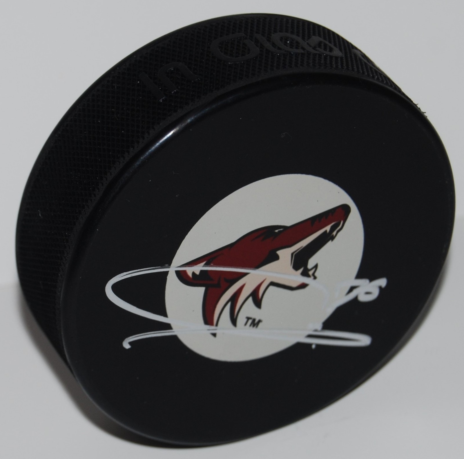 CHRISTIAN FISCHER signed (PHOENIX COYOTES) souvenir logo hockey puck W/COA #2 Collectible Memorabilia
