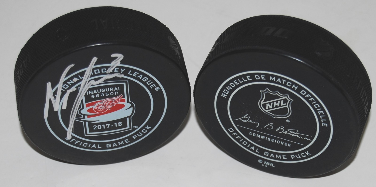 NICK JENSEN signed (DETROIT RED WINGS) 2017-18 INAUGURAL Game puck W/COA LCA Collectible Memorabilia