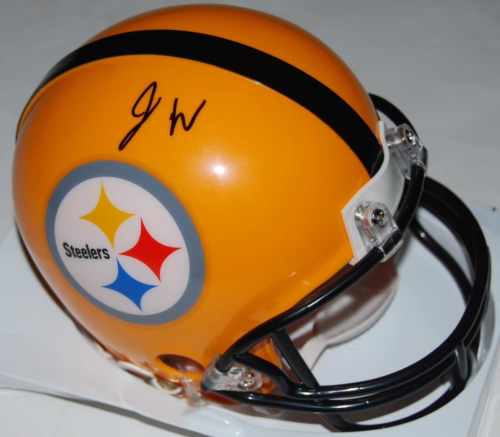 JAMES WASHINGTON signed (PITTSBURGH STEELERS) GOLD mini football helmet W/COA Collectible Memorabilia