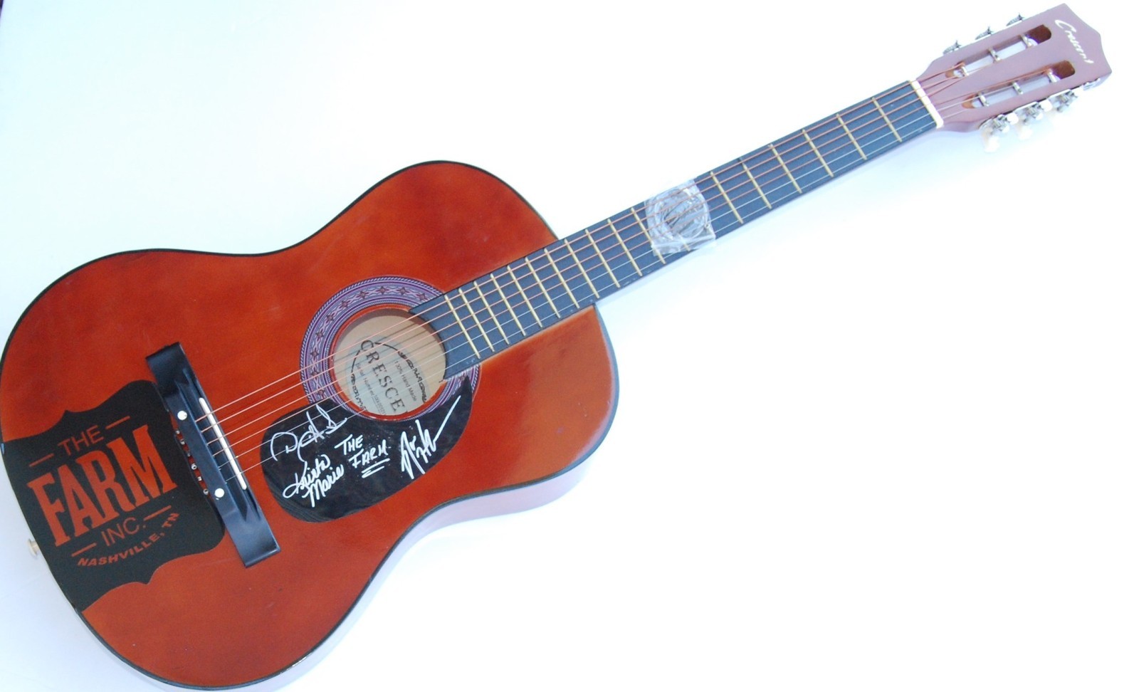 THE FARM (Musical trio) GROUP signed acoustic guitar *HOME SWEET HOME* W/COA Collectible Memorabilia