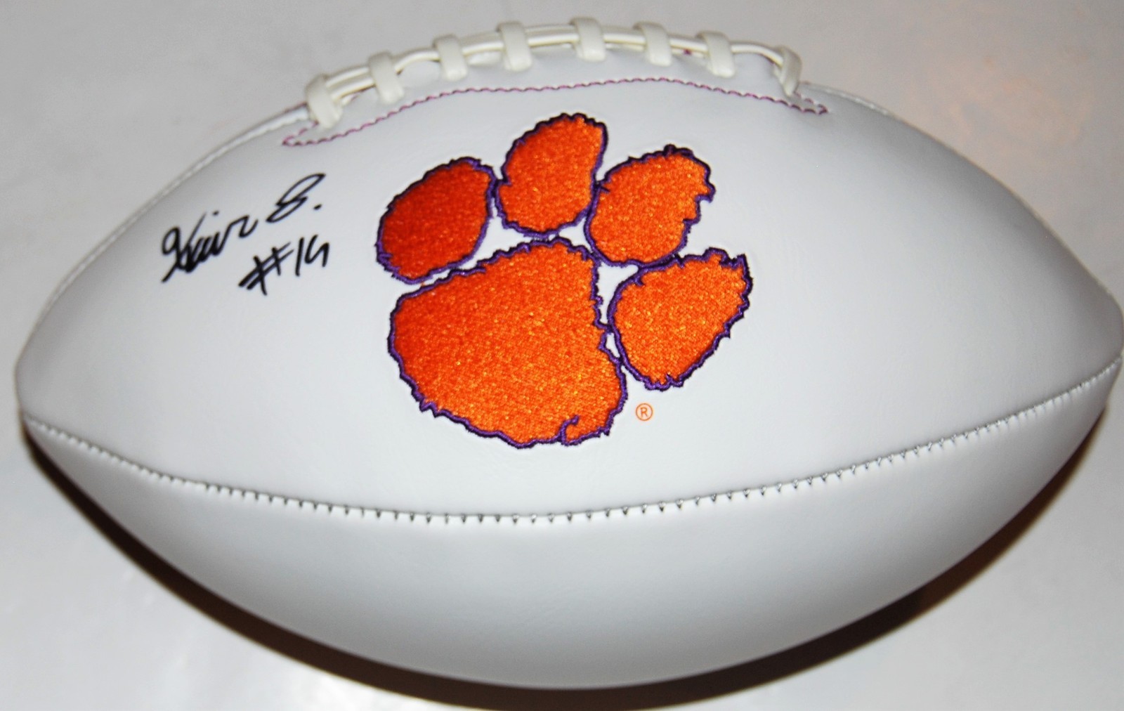 XAVIER THOMAS SIGNED (CLEMSON TIGERS) EMBROIDERED LOGO FOOTBALL *PROOF* W/COA C  COLLECTIBLE MEMORABILIA