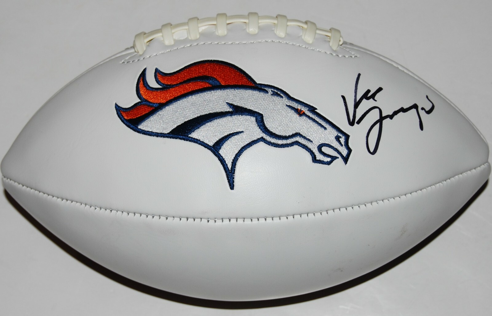 VIC FANGIO signed (DENVER BRONCOS) logo autographed *PROOF* football W/COA Collectible Memorabilia