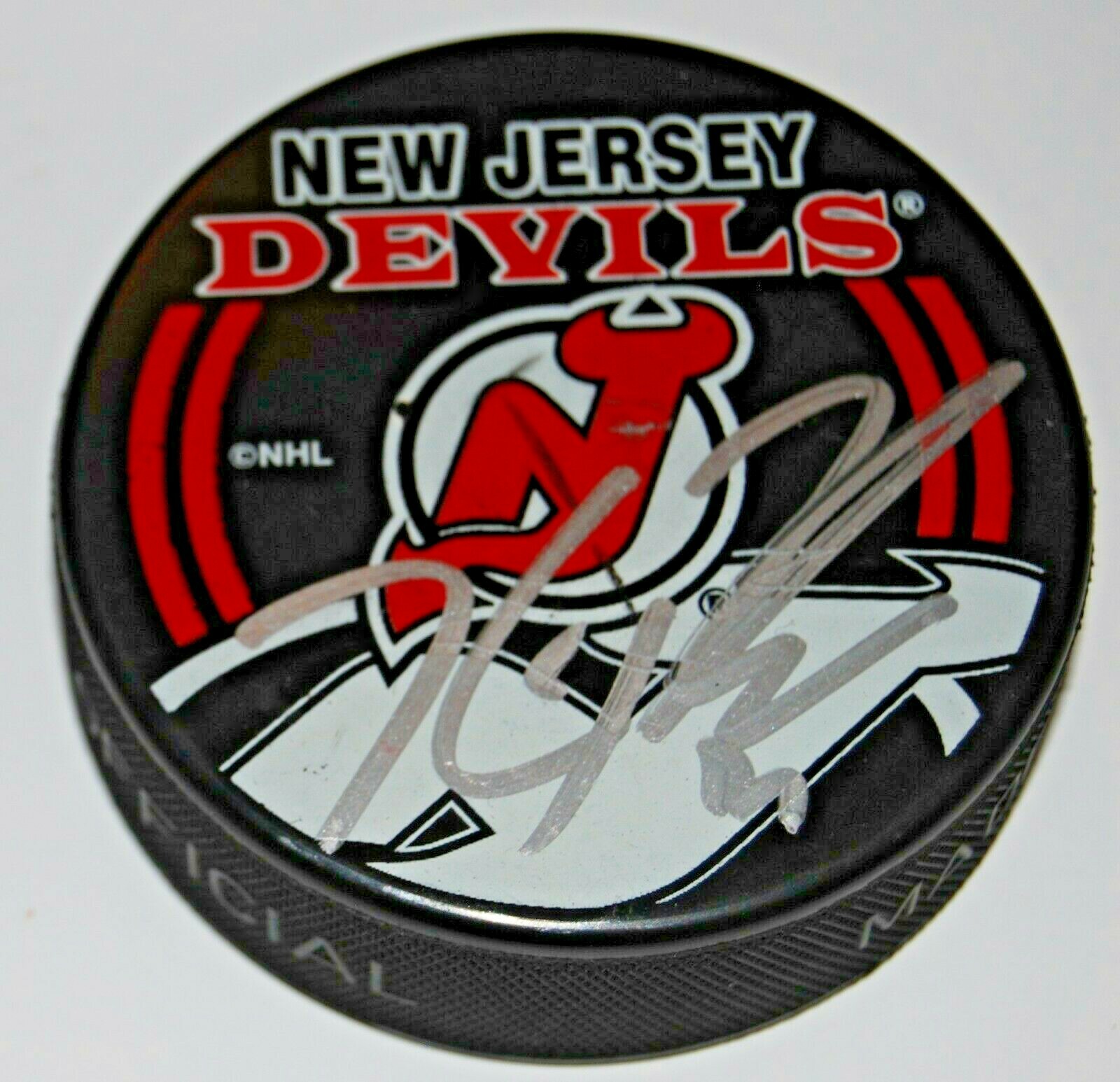 KYLE PALMIERI signed (NEW JERSEY DEVILS) autographed hockey puck W/COA #21 Collectible Memorabilia