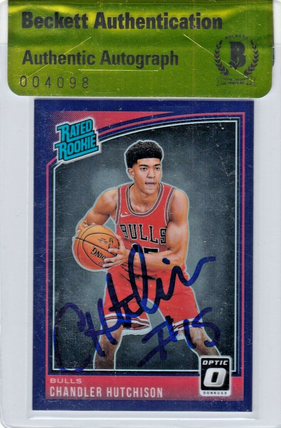 CHANDLER HUTCHINSON signed 2018-19 DONRUSS OPTIC RC card (BULLS) BECKETT BAS Collectible Memorabilia