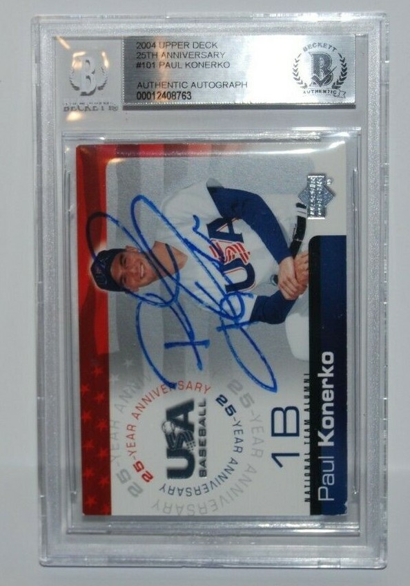 PAUL KONERKO signed (CHICAGO WHITE SOX) 2004 UD #101 Baseball card BECKETT BAS Collectible Memorabilia