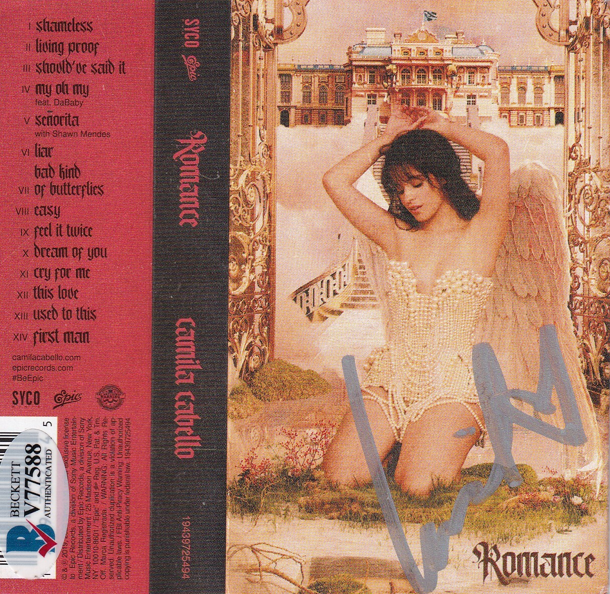 CAMILA CABELLO signed (ROMANCE) Cassette Tape cover w/tape *EASY* BECKETT V77588 Collectible Memorabilia