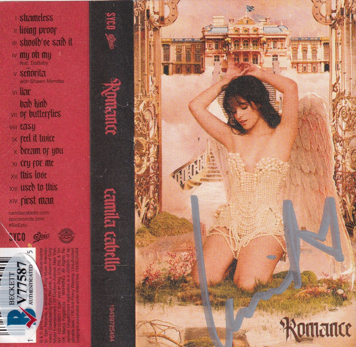 CAMILA CABELLO signed (ROMANCE) Cassette Tape cover w/tape *EASY* BECKETT V77587 Collectible Memorabilia