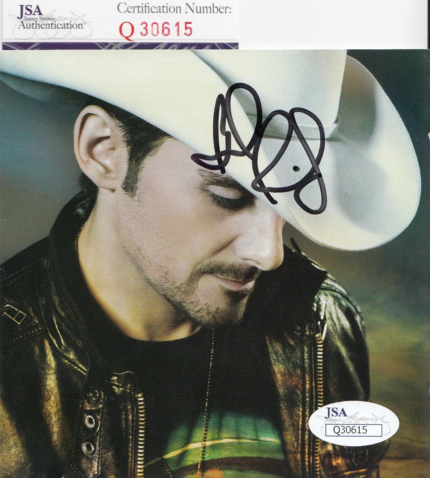 Brad Paisley autographed *Country Music* CD cover JSA Authenticated Q30615 Collectible Memorabilia