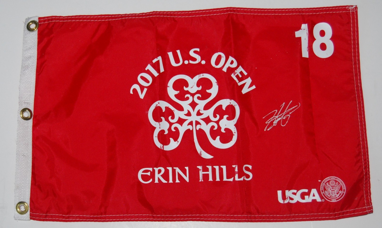 Hideki Matsuyama signed (2017 US OPEN) Golf Pin flag PGA W/COA *PROOF* Collectible Memorabilia