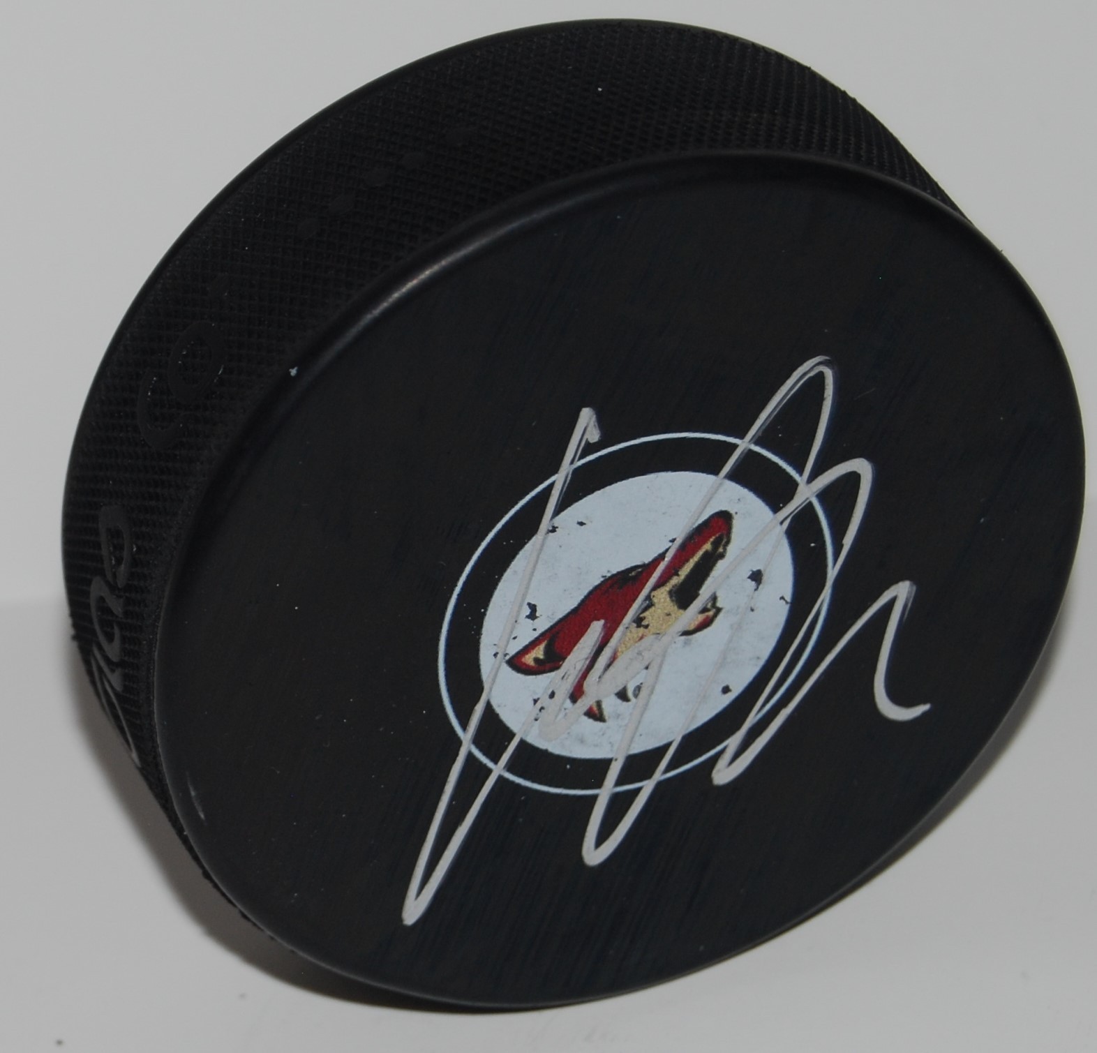 CHRISTIAN DVORAK signed (PHOENIX COYOTES) souvenir logo hockey puck W/COA #3 Collectible Memorabilia