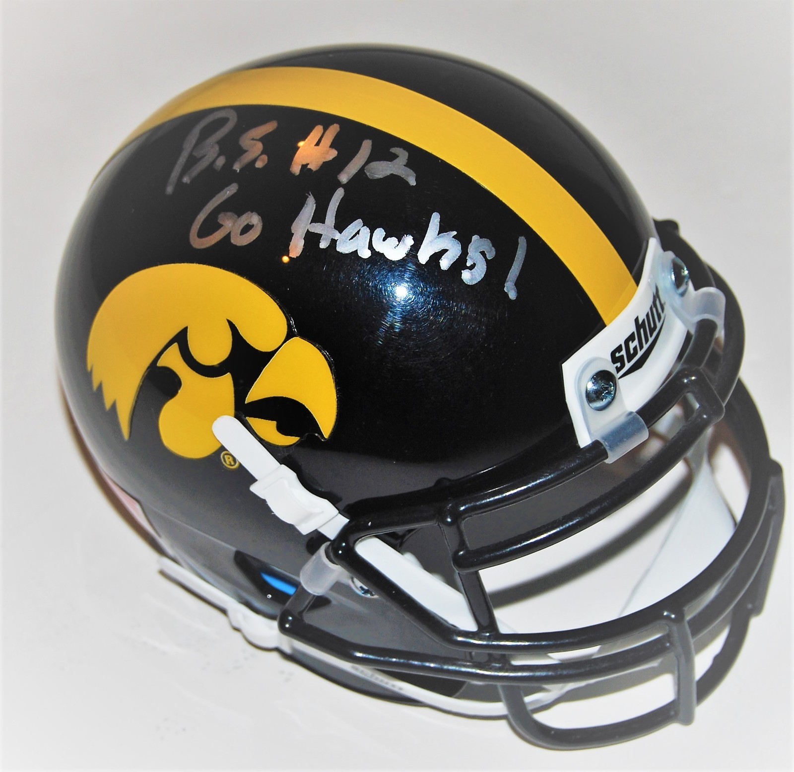 BRANDON SMITH signed (IOWA HAWKEYES) mini football helmet *PROOF* W/COA #12 C Collectible Memorabilia