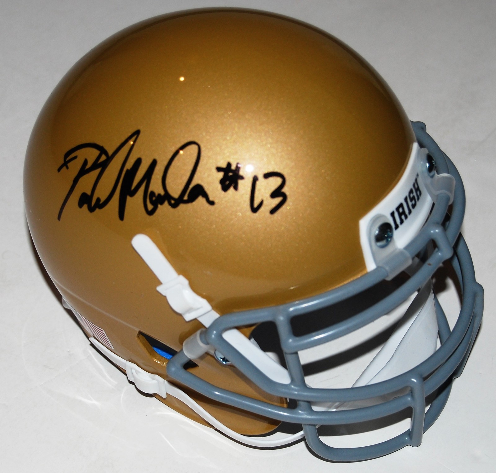 PAUL MOALA signed (NOTRE DAME) FIGHTING IRISH MINI FOOTBALL helmet W/COA C Collectible Memorabilia