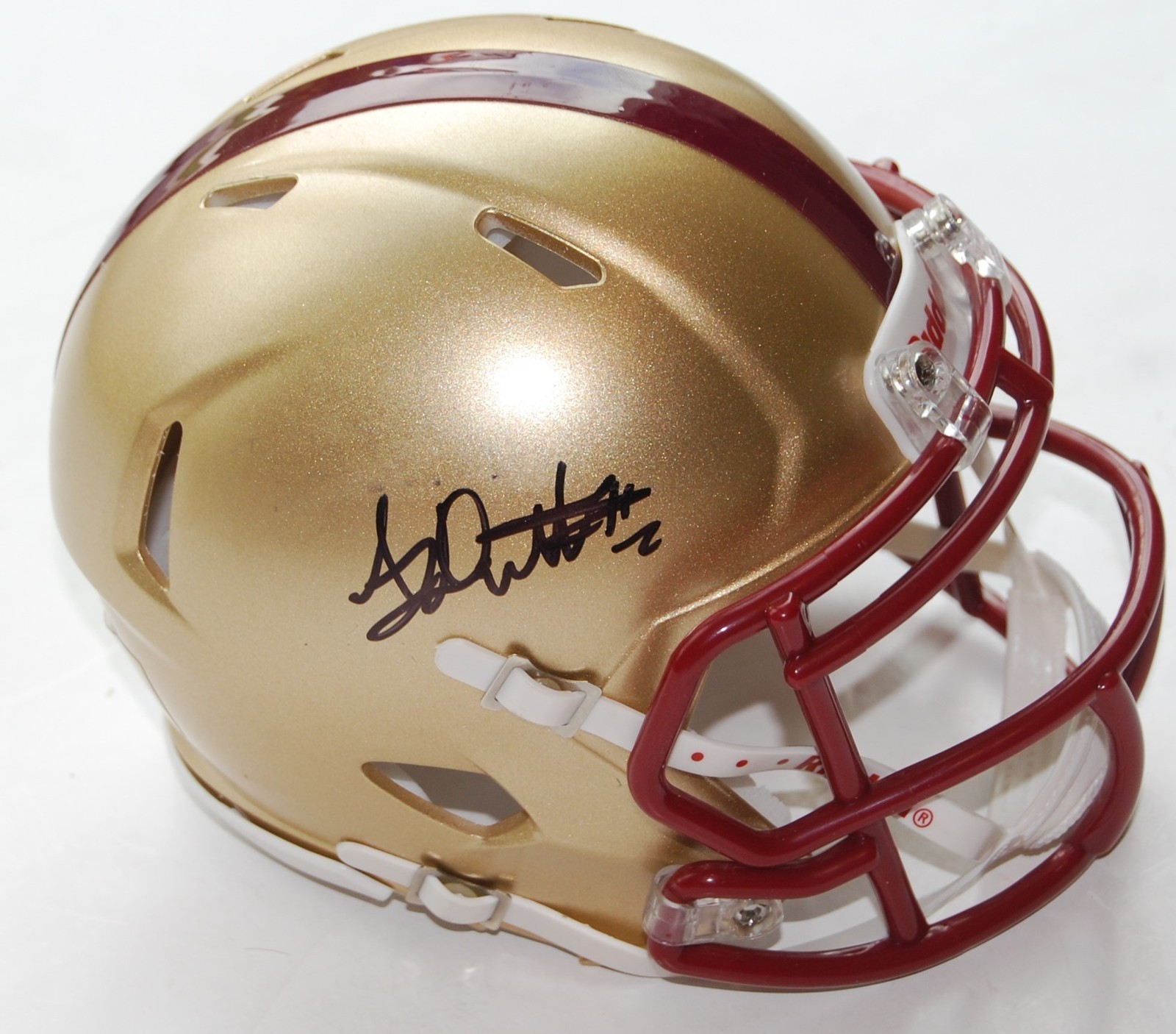 AJ DILLON SIGNED (BOSTON COLLEGE EAGLES) MINI FOOTBALL HELMET *PROOF* W/COA C  COLLECTIBLE MEMORABILIA