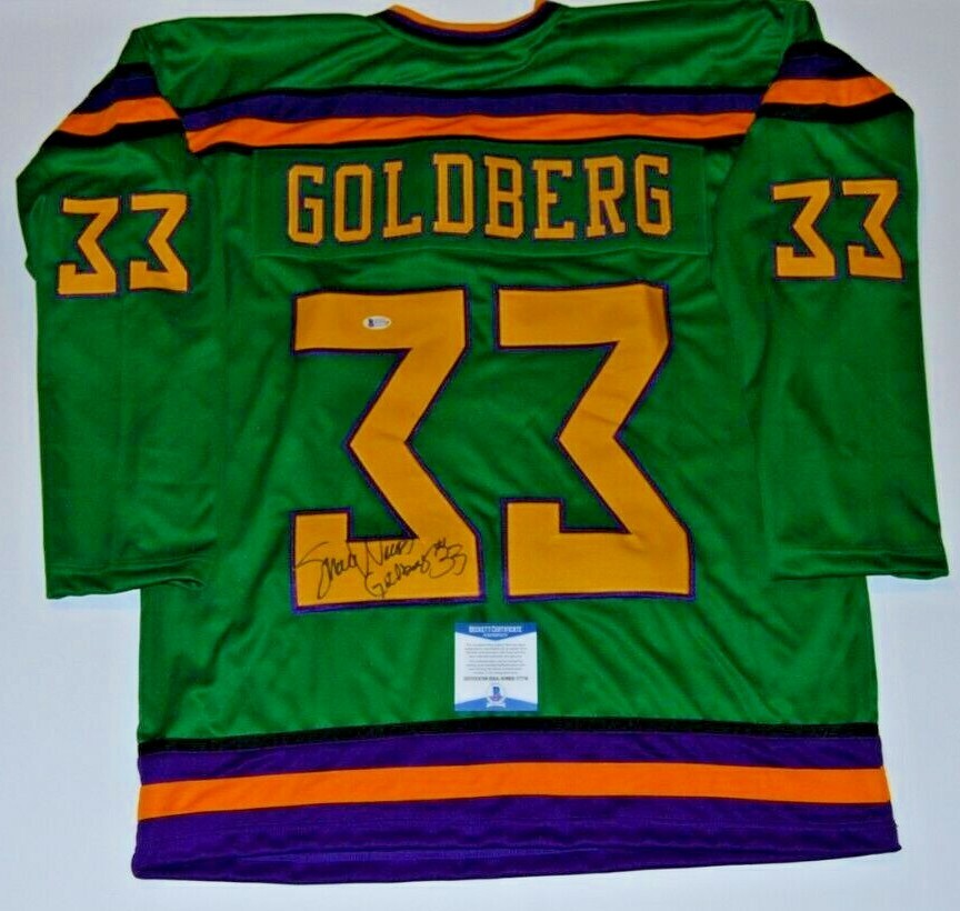 SHAUN WEISS signed (MIGHTY DUCKS) Green custom XL Goldberg jersey BECKETT BAS Collectible Memorabilia