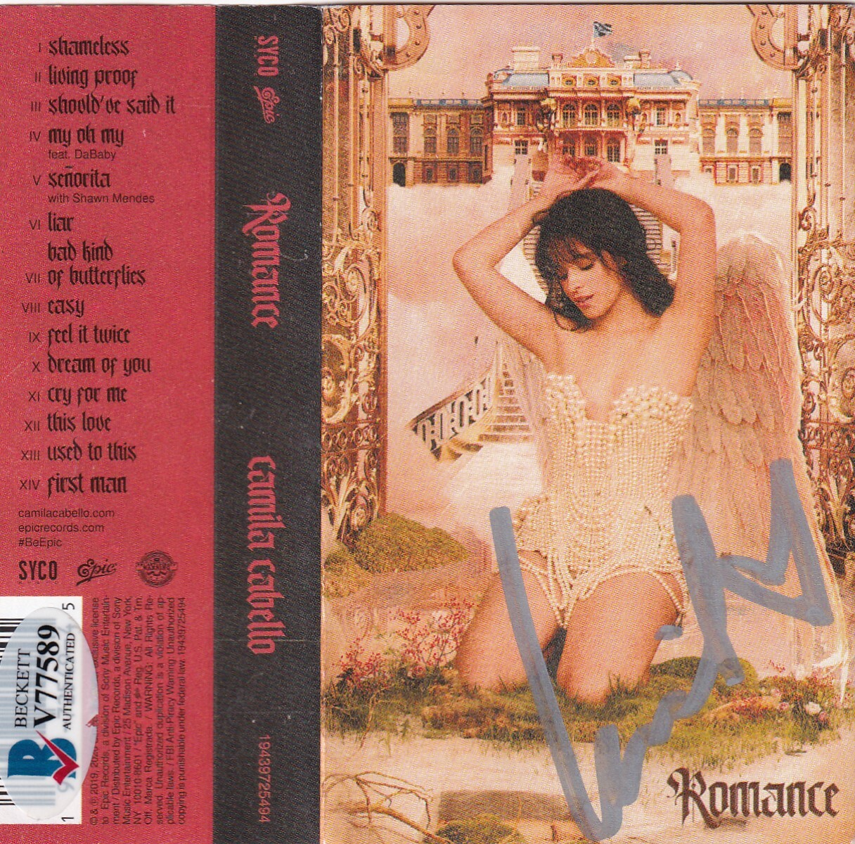 CAMILA CABELLO signed (ROMANCE) Cassette Tape cover w/tape *EASY* BECKETT V77589 Collectible Memorabilia