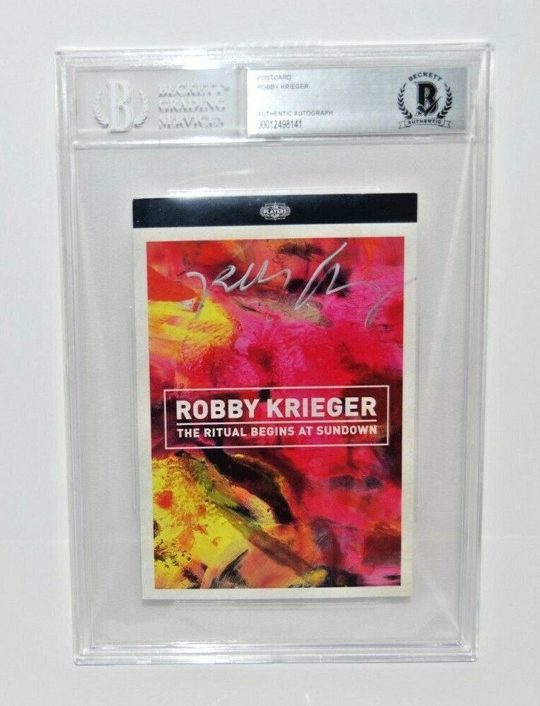 ROBBY KRIEGER signed (THE RITUAL BEGINS AT SUNDOWN) BECKETT Encapsulated BAS Collectible Memorabilia