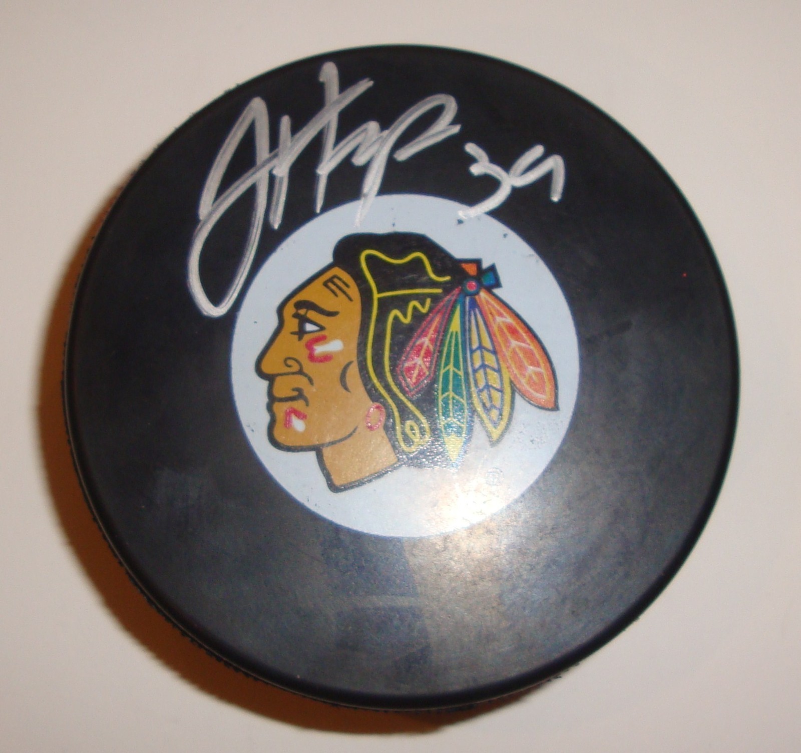 Jimmy Hayes Signed Puck w/COA Chicago Blackhawks Autograph Souvenir 2011 A Collectible Memorabilia