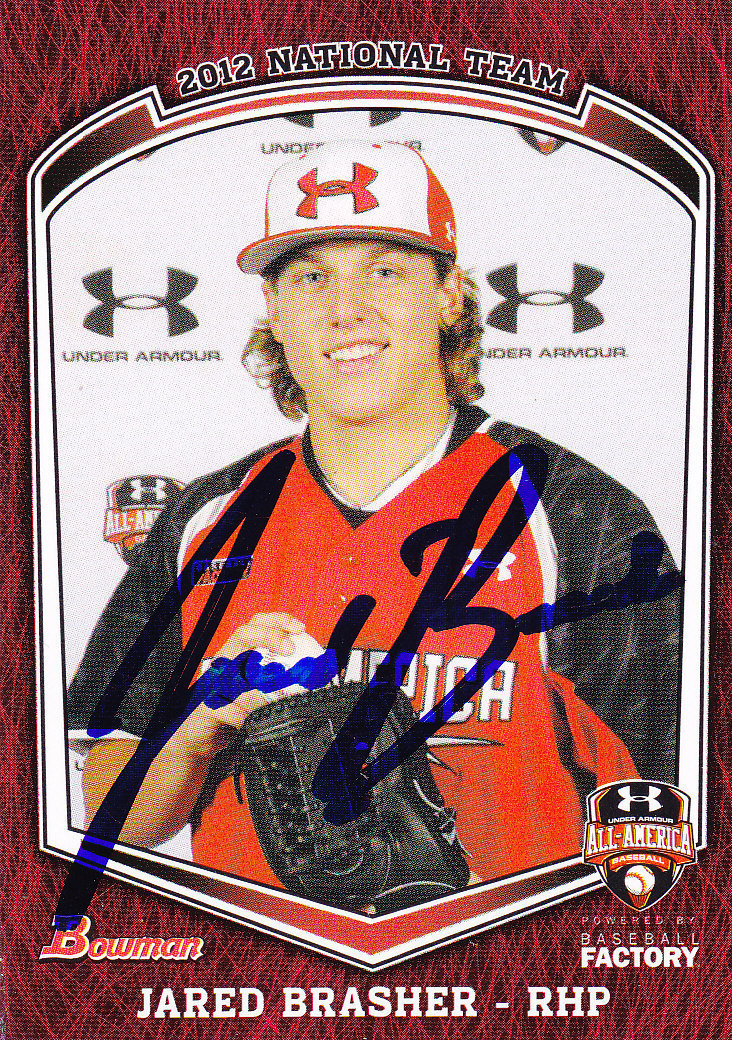 Jared Brasher Signed 2012 Under Armour Baseball All American Game Bowman #1 Collectible Memorabilia
