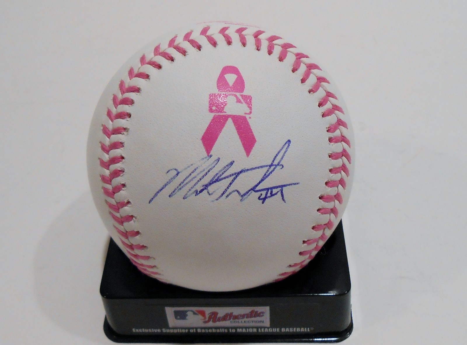 Mark Trumbo Signed 2013 Mother's Day Breast Cancer Baseball w/COA Angels #2 Collectible Memorabilia