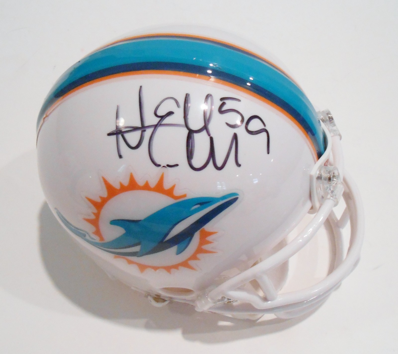 Dannell Ellerbe Signed Miami Dolphins Mini Helmet w/COA 2013 Fins #1 Collectible Memorabilia