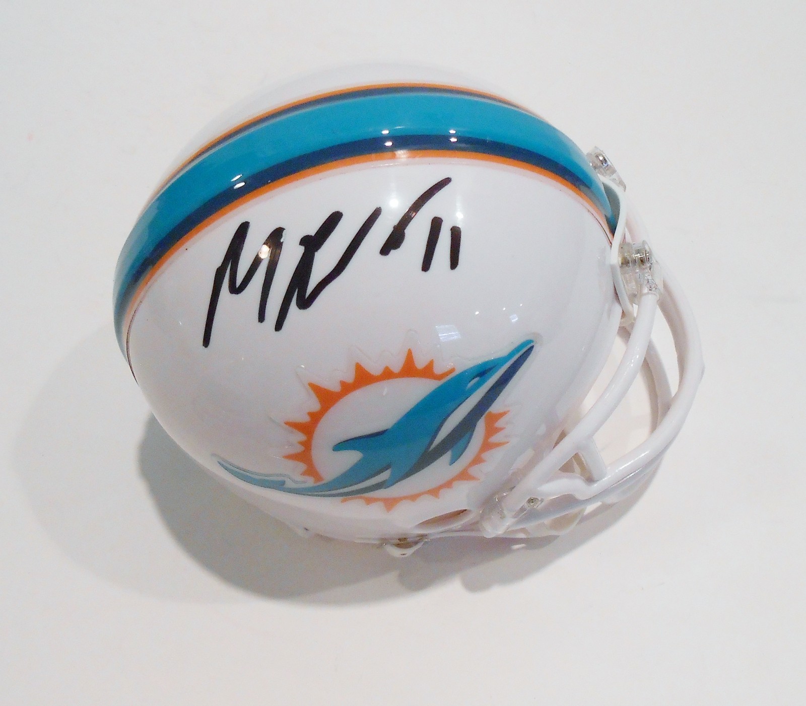 Mike Wallace Signed Miami Dolphins Mini Helmet w/COA 2013 Fins Steelers #2 Collectible Memorabilia