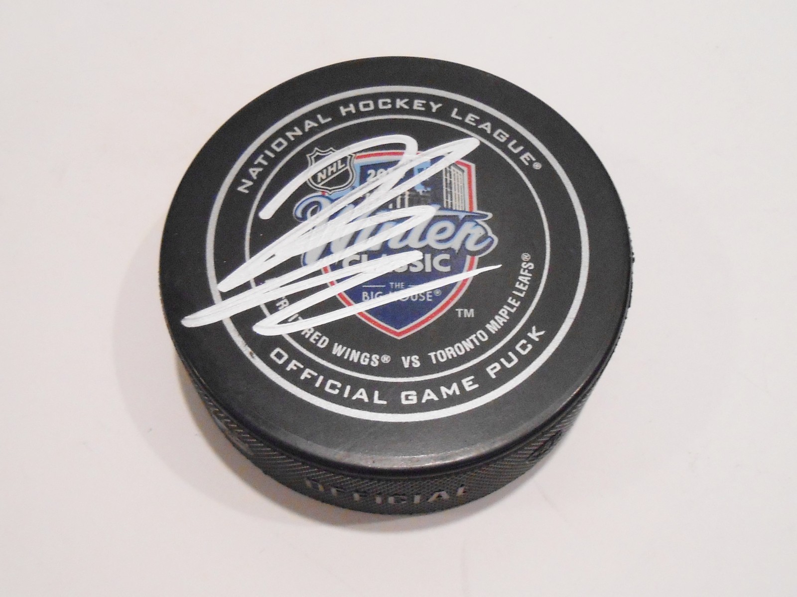 Luke Schenn Signed Winter Classic Puck w/COA 2014 Toronto Maple Leafs Collectible Memorabilia