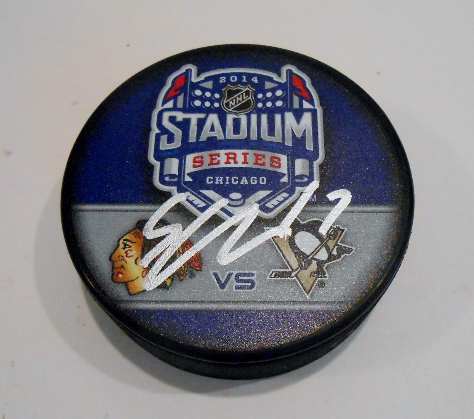 Sheldon Brookbank Signed Stadium Series Puck w/COA 2013-14 Chicago Blackhawks Collectible Memorabilia