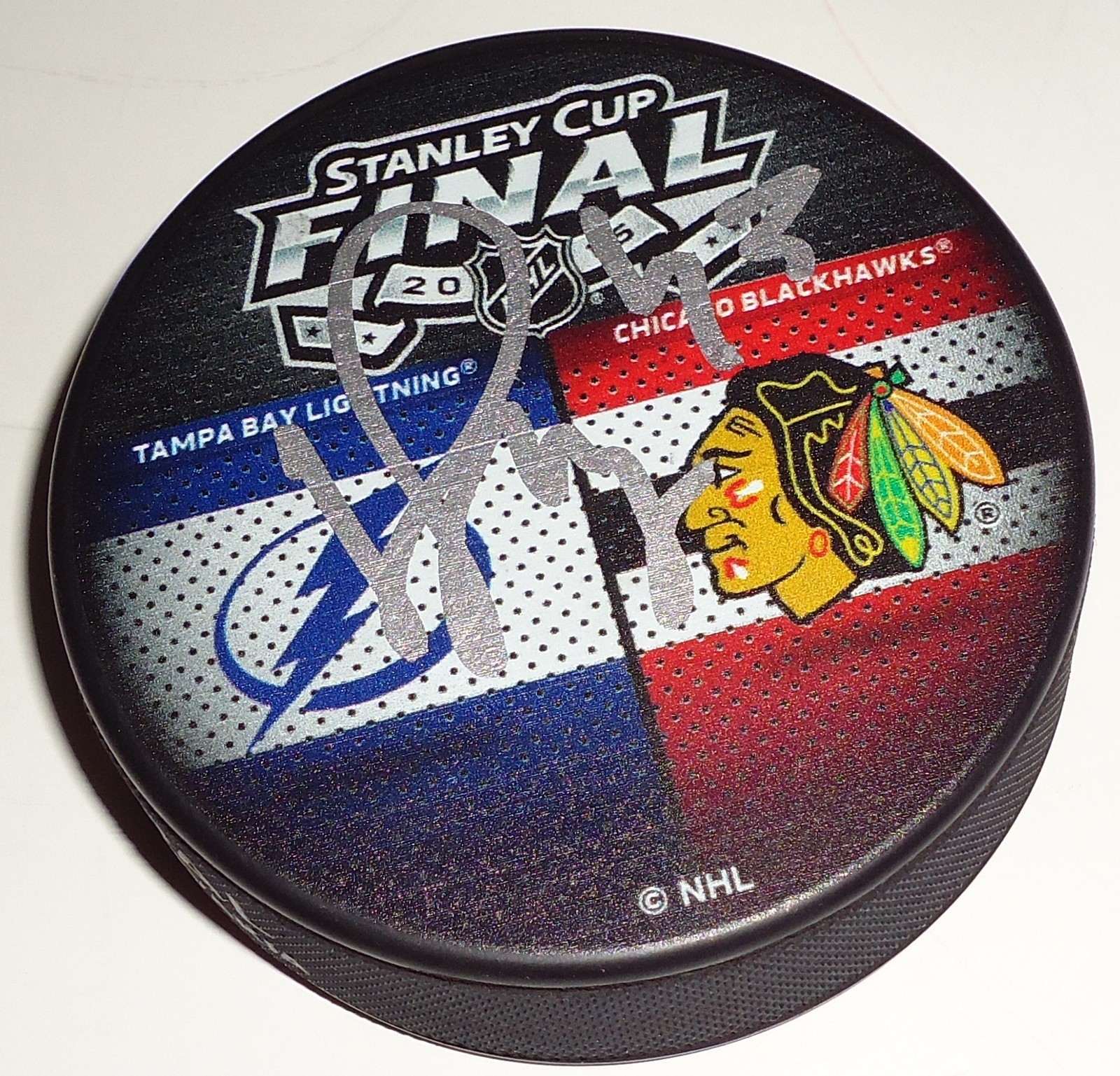 Victor Svedberg signed 2015 Chicago Blackhawks vs Lighting finals puck w/coa Collectible Memorabilia