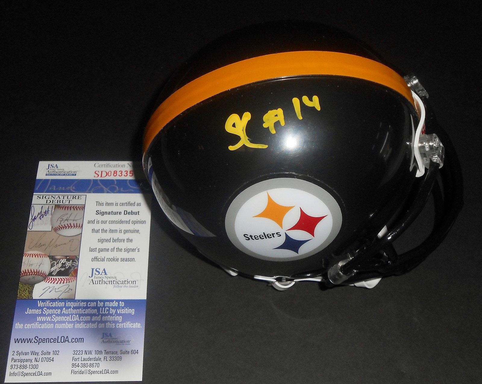 Sammie Coates Signed Pittsburgh Steelers Mini Helmet w/JSA COA Signature Debut Collectible Memorabilia