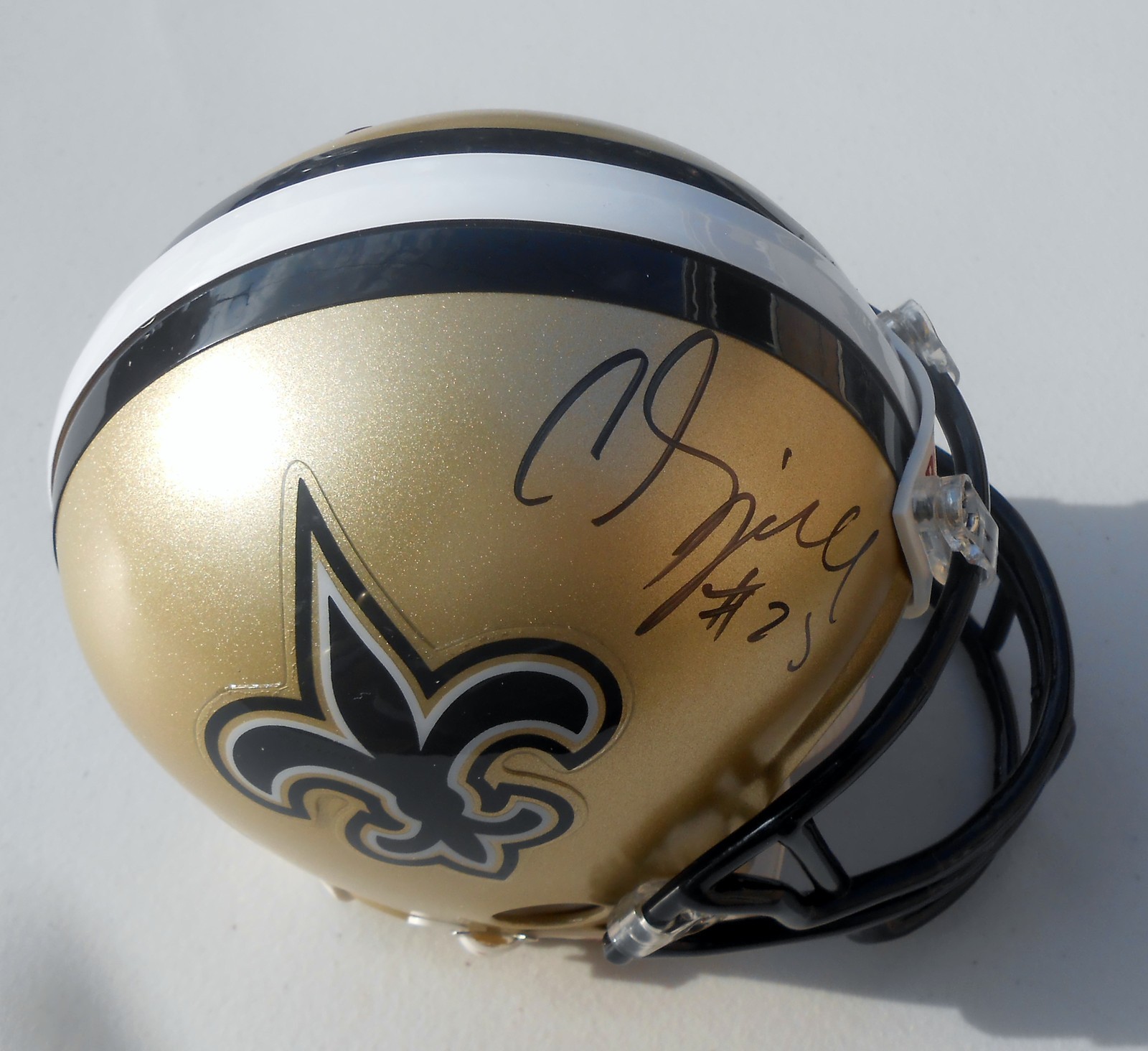 C.J. Spiller Signed New Orleans Saints Football Mini Helmet w/COA Collectible Memorabilia