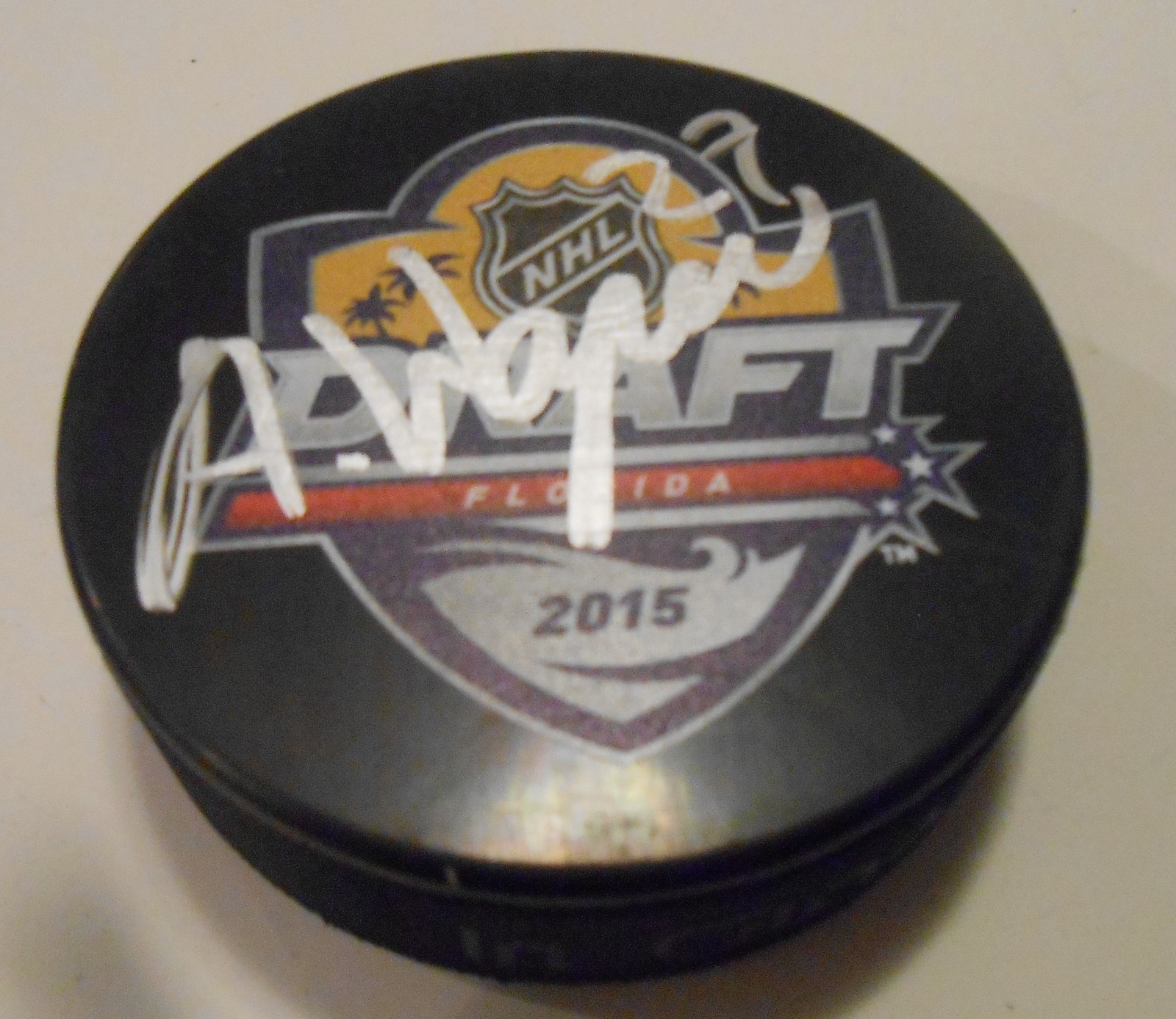 Austin Wagner Signed 2015 NHL Draft Hockey Puck w/COA L.A. Kings Collectible Memorabilia