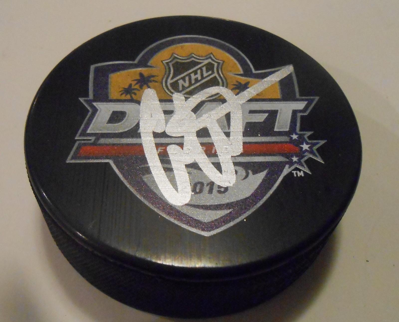 Colin White Signed 2015 NHL Draft Hockey Puck w/COA Ottawa Senators Collectible Memorabilia