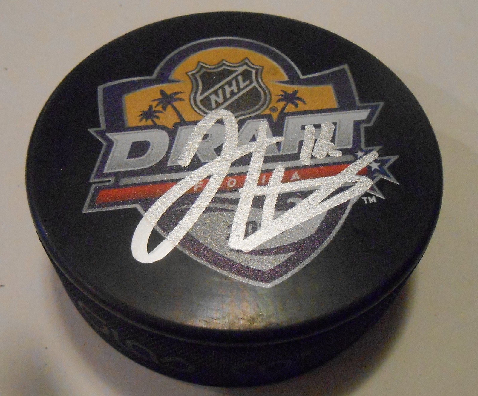 Jansen Harkins Signed 2015 NHL Draft Hockey Puck w/COA Winnipeg Jets Collectible Memorabilia