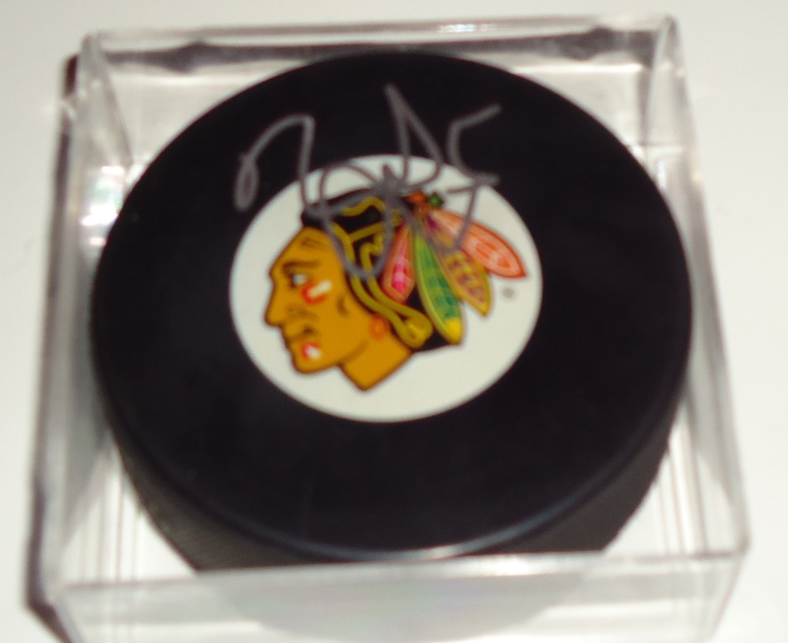 David Runblad signed 2015-16 Chicago Blackhawks souvenir logo hockey puck w/coa Collectible Memorabilia