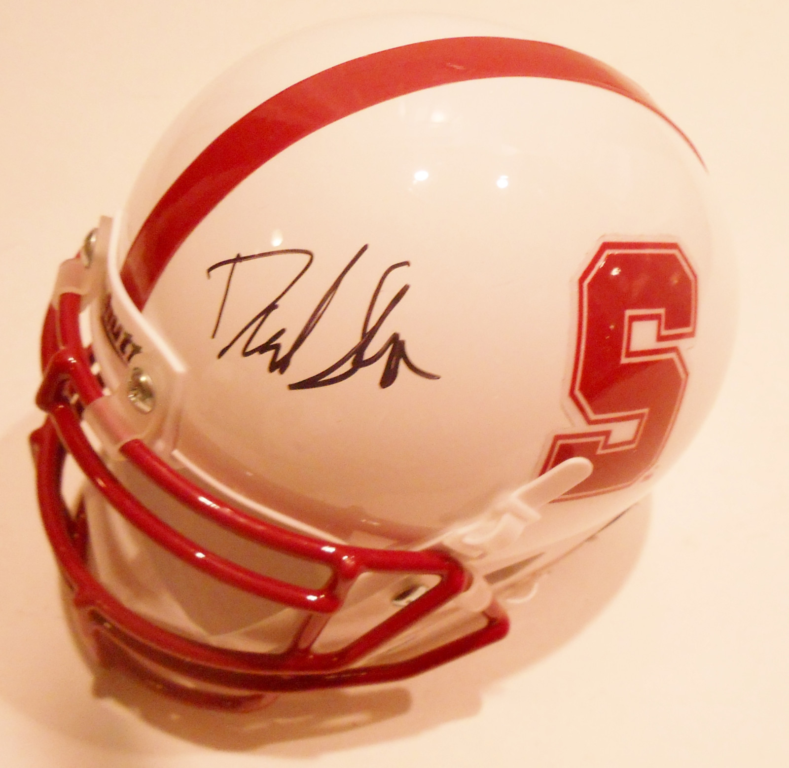 David Shaw Signed Stanford Cardinal Mini Football Helmet w/COA #2 Collectible Memorabilia