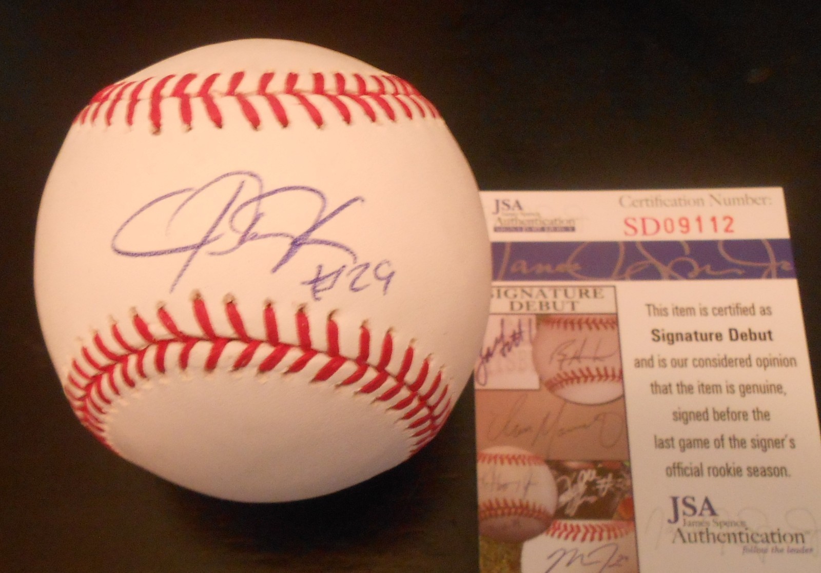 Daz Cameron Signed Official Major League Baseball w/JSA COA Signature Debut Collectible Memorabilia