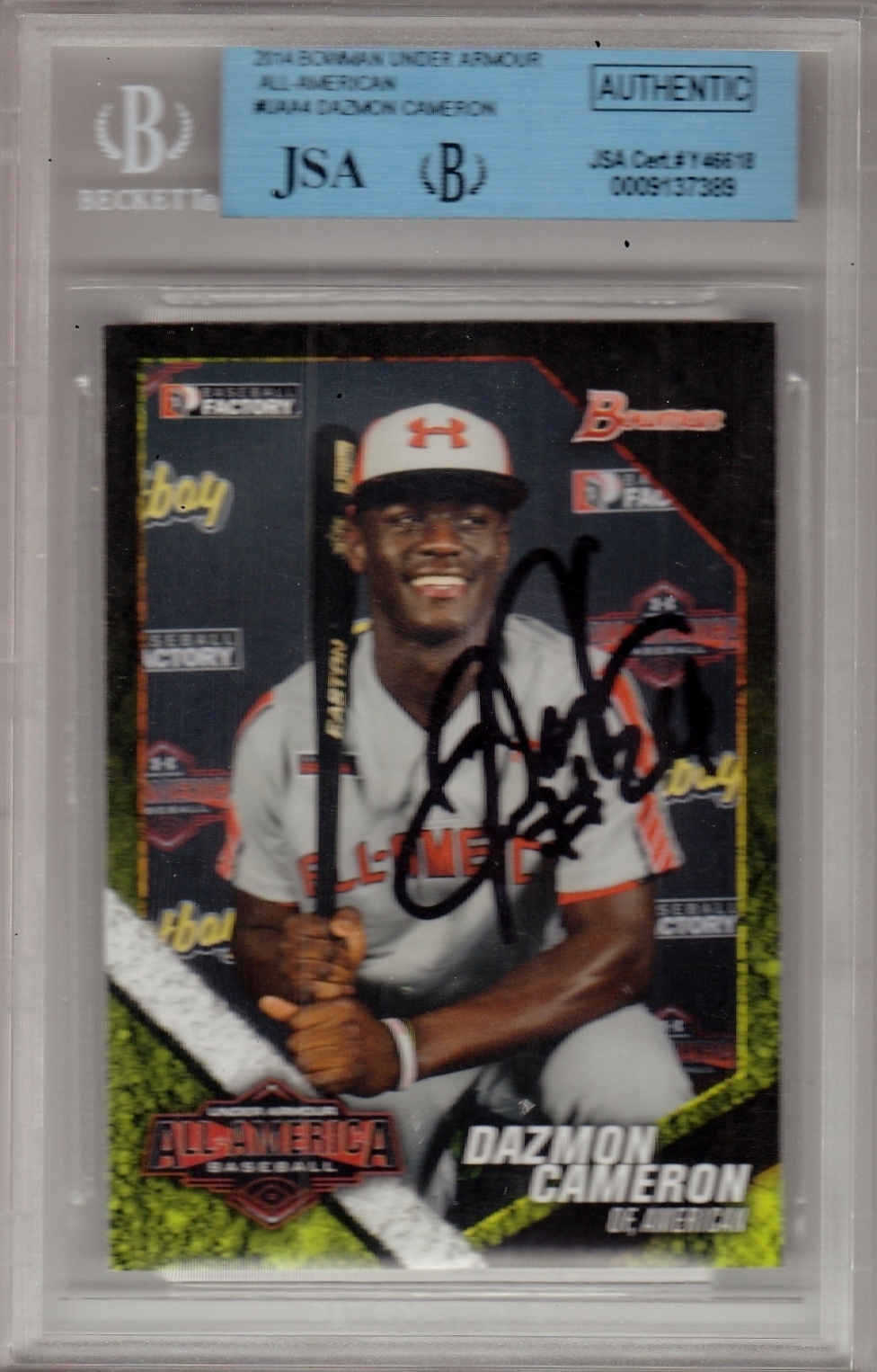 Daz Cameron Signed Bowman 2014 Under Armour Baseball Game Card JSA Authentic Collectible Memorabilia
