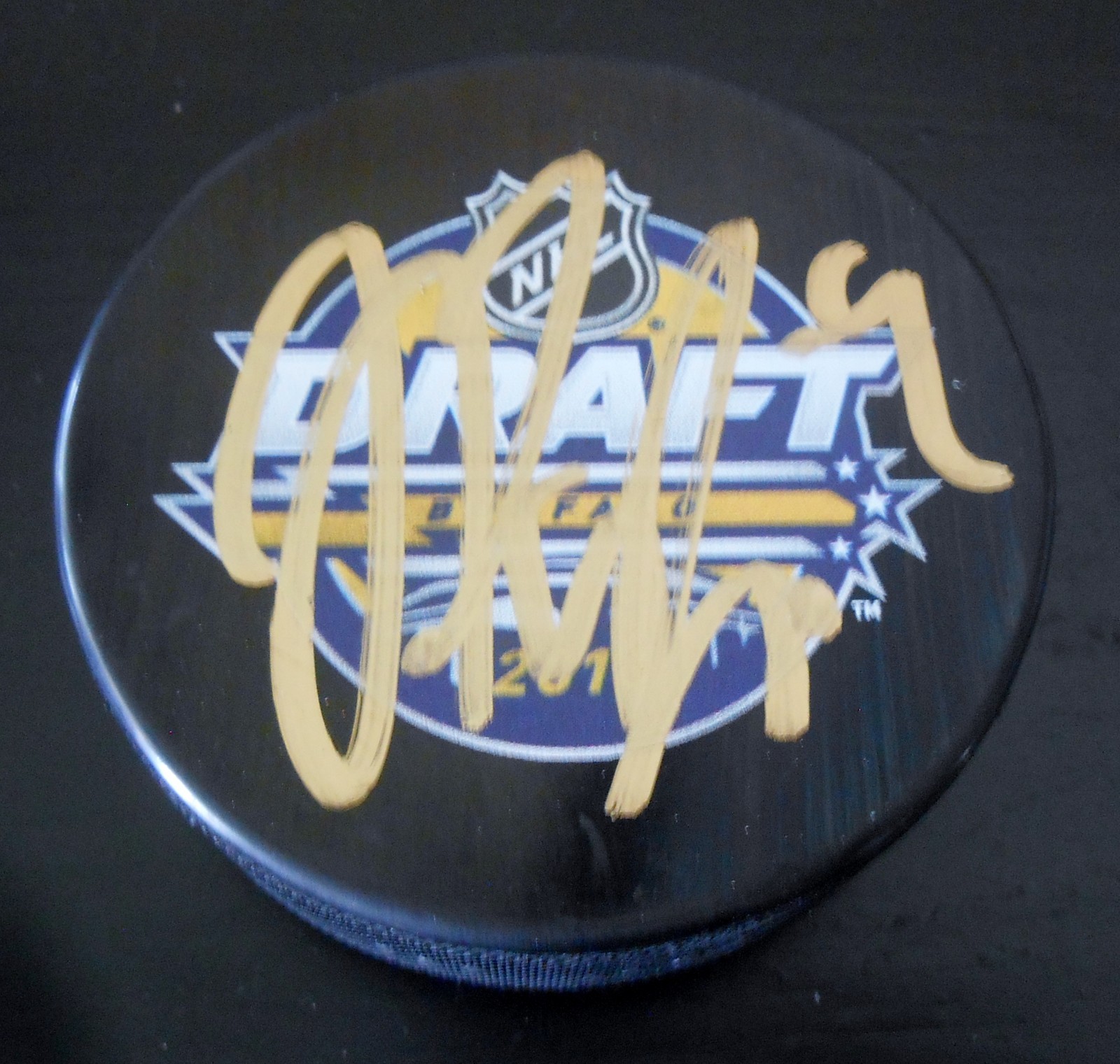 Jesse Puljujarvi Signed 2016 NHL Draft Puck w/COA Edmonton Oilers Collectible Memorabilia