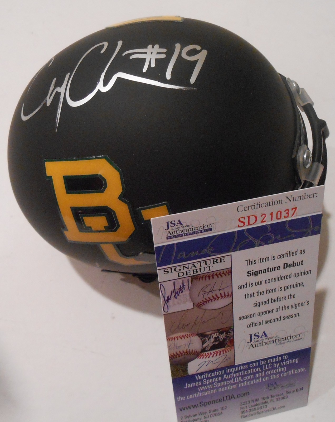 Corey Coleman Signed Baylor Bears Mini Helmet w/JSA COA SD21037 Collectible Memorabilia