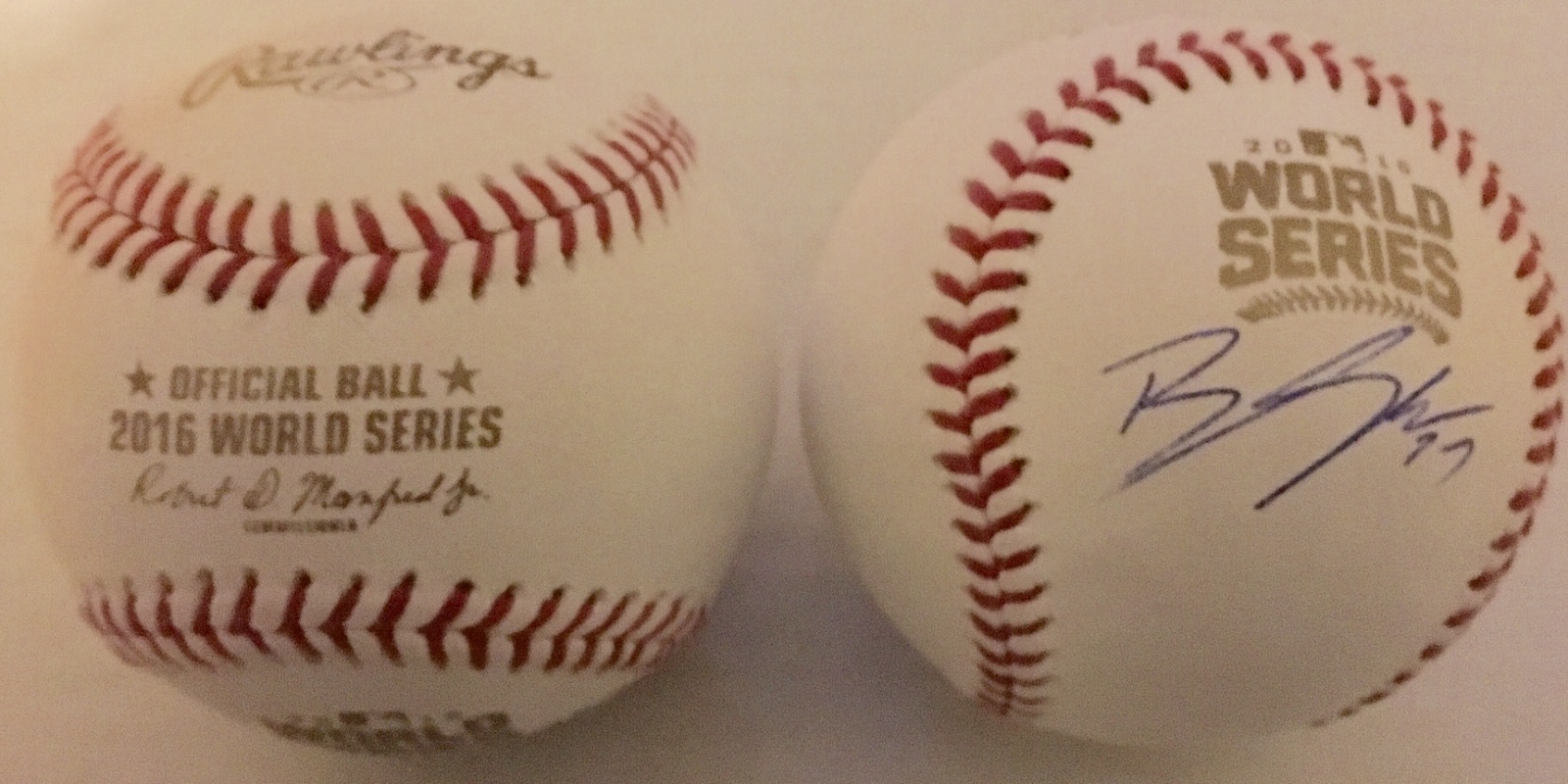 Bryan Shaw Signed 2016 World Series Baseball w/COA Cleveland Indians Collectible Memorabilia