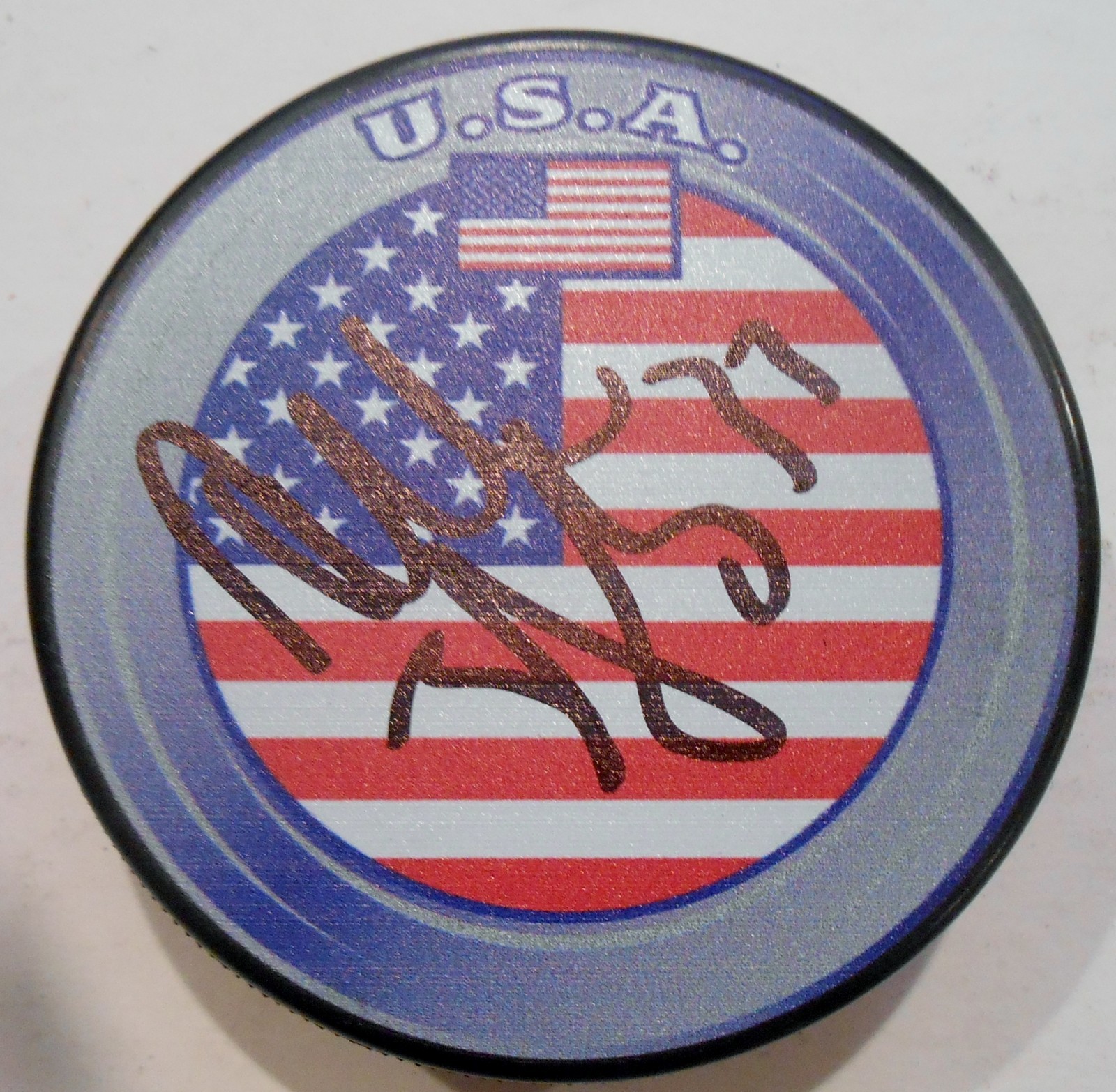 Dustin Byfuglien Signed Team USA Hockey Puck w/COA Winnipeg Jets Collectible Memorabilia