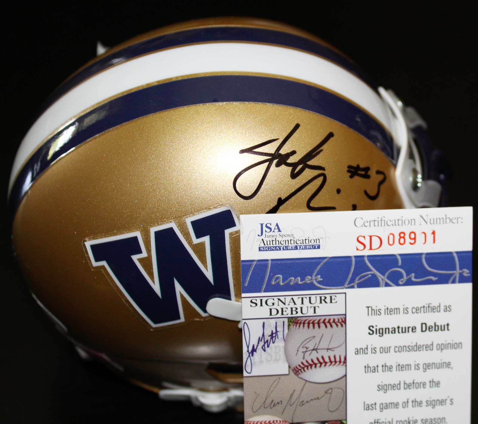 Jake Browning Signed Washington Huskies Mini Football Helmet w/JSA COA #2 C Collectible Memorabilia