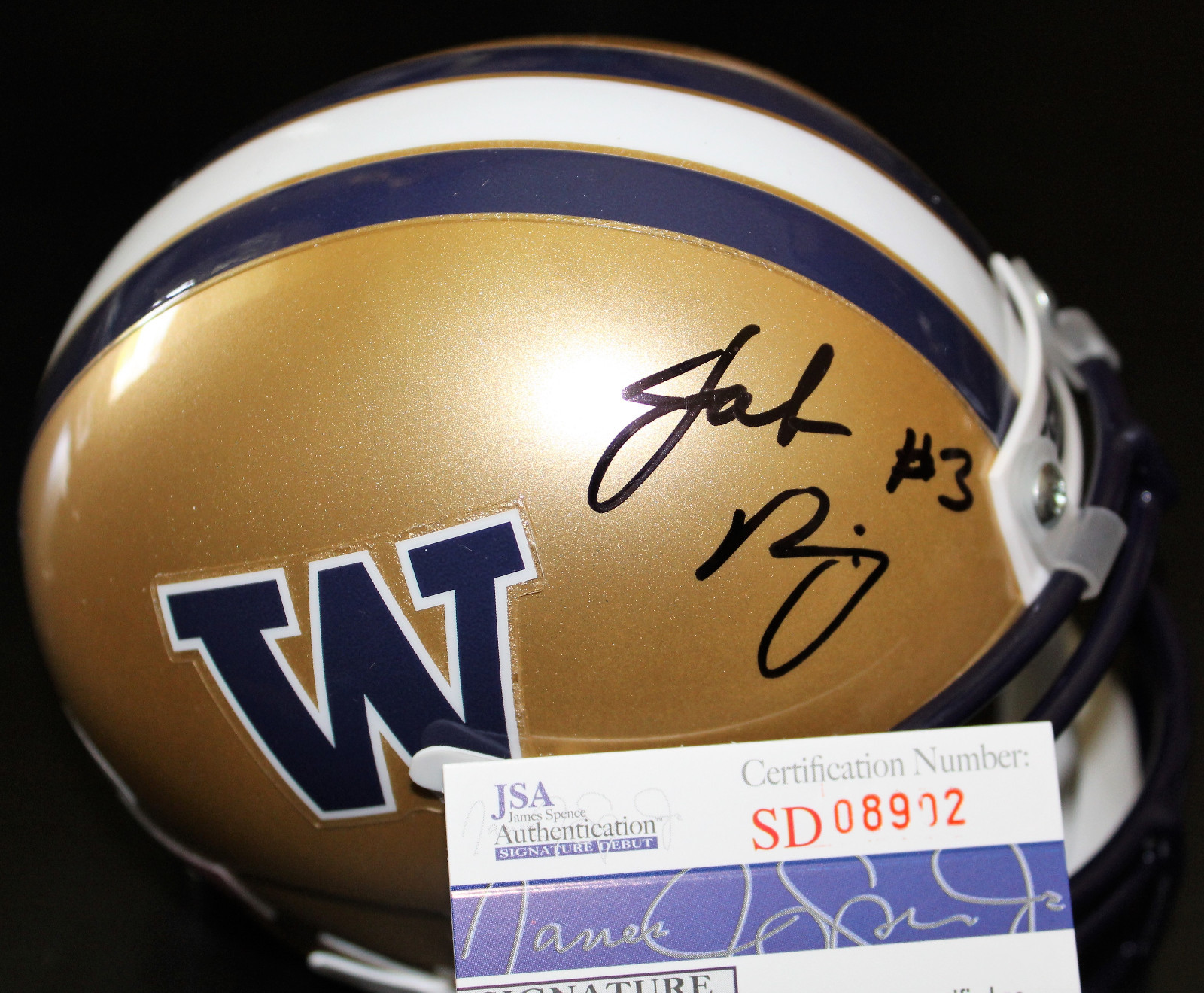 Jake Browning Signed Washington Huskies Mini Football Helmet w/JSA COA #3 C Collectible Memorabilia
