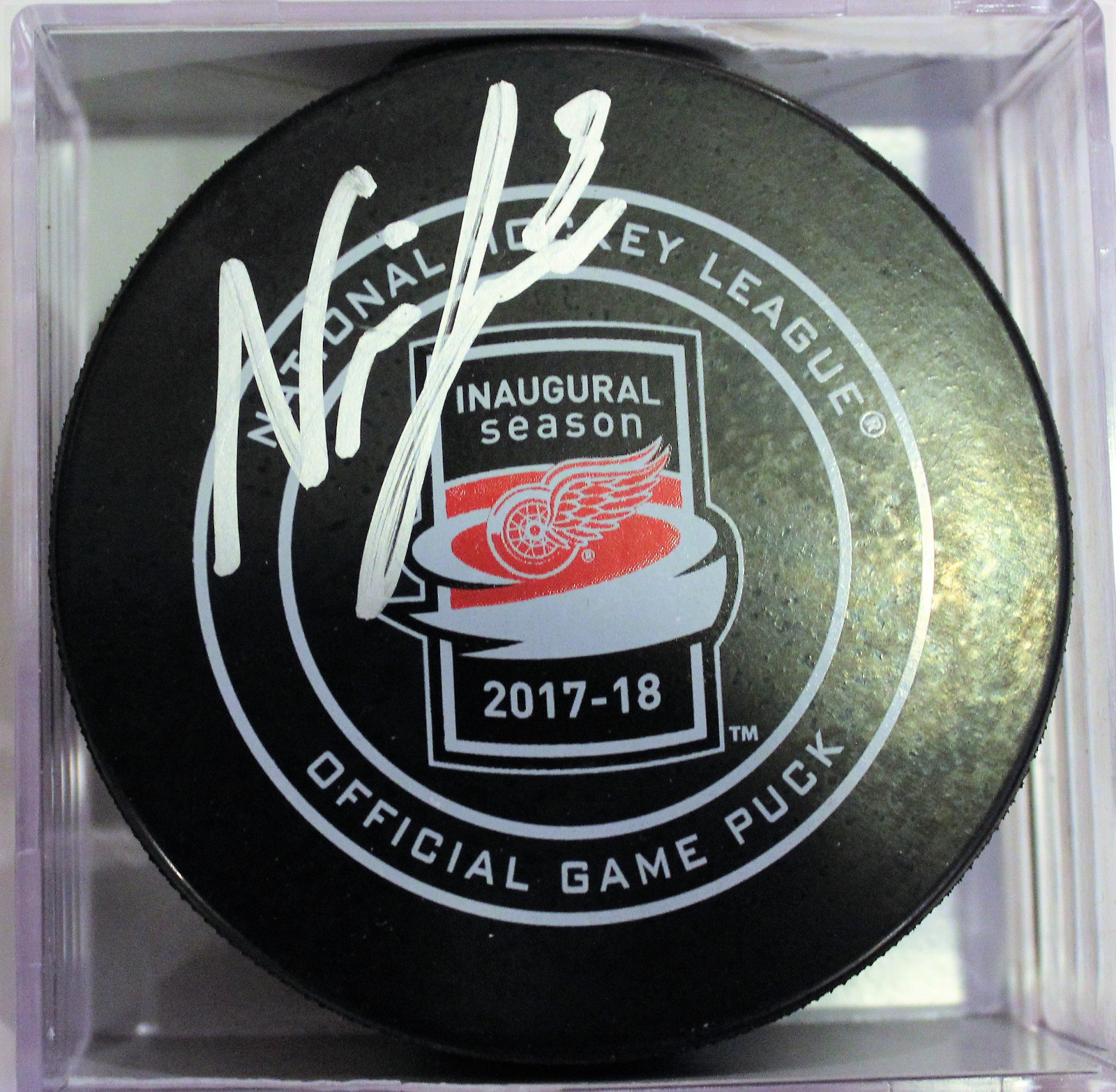 Nick Jensen Signed Detroit Red Wings Official Game Puck w/COA 2017-18 Collectible Memorabilia